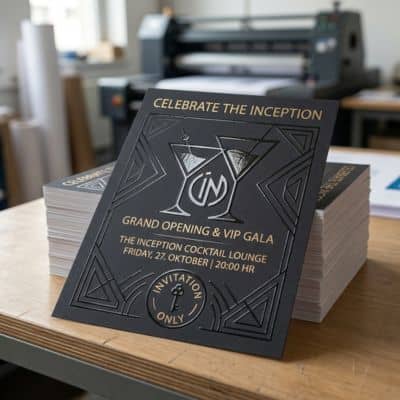Flyer mit partiellem UV-Lack auf dem Logo