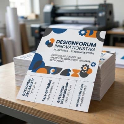 Flyer mit Perforation für einen abtrennbaren Coupon