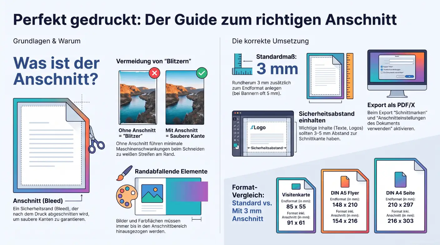 Schaubild zum Anschnitt bei Druckdaten
