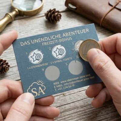 Rubbellack mit abgerubbelter Fläche, die einen verdeckten Code freilegt